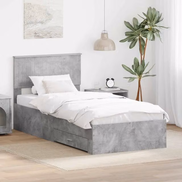 Struttura del letto con cassetto Grigio Cemento 90 x 200 cm 3410943