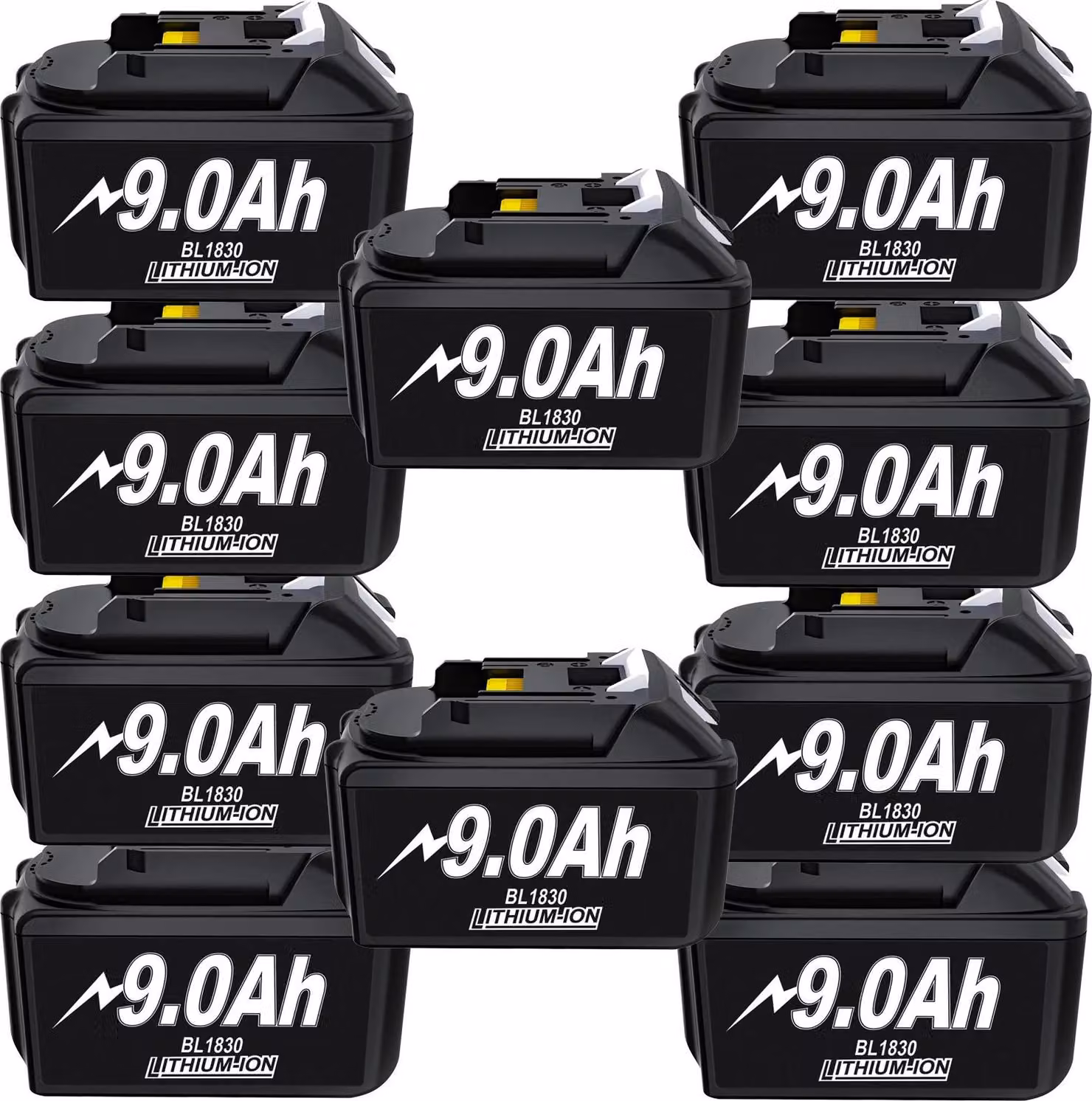 Compatibile con Makita, batteria di ricambio per elettroutensili, 18V grigio, confezione da 10, adatta a BL1830/BL1860/BL1890