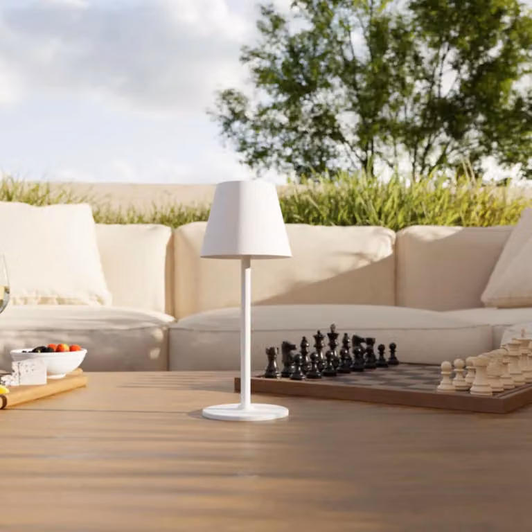 LUMIÈRE Design Lampada da Tavolo Ricaricabile 'Velaris' LED dimmerabile IP54 senza fili Bianco