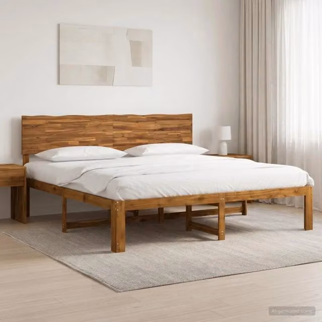 Letto matrimoniale con testiera vidaXL in legno di acacia Naturale L/P: 180 x 200 cm