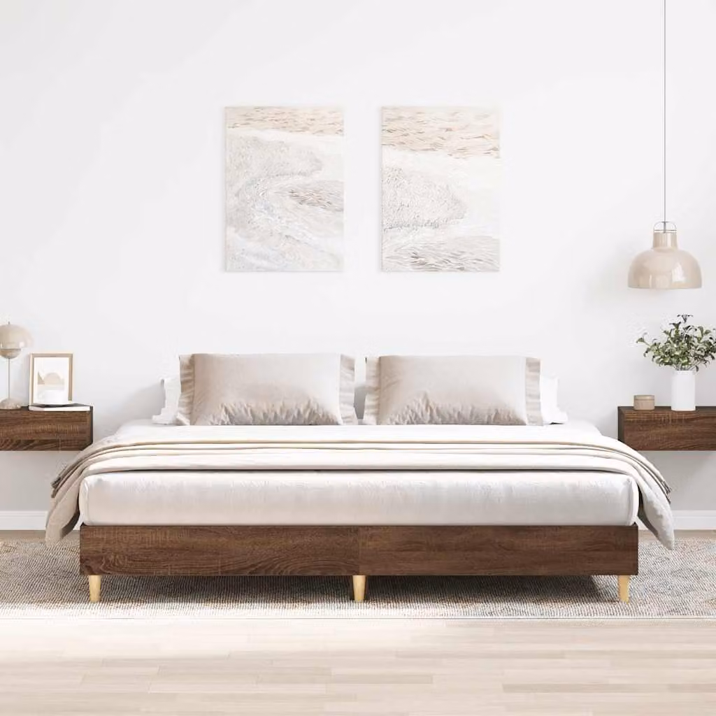 Giroletto vidaXL senza materasso in legno color rovere marrone 200x200 cm