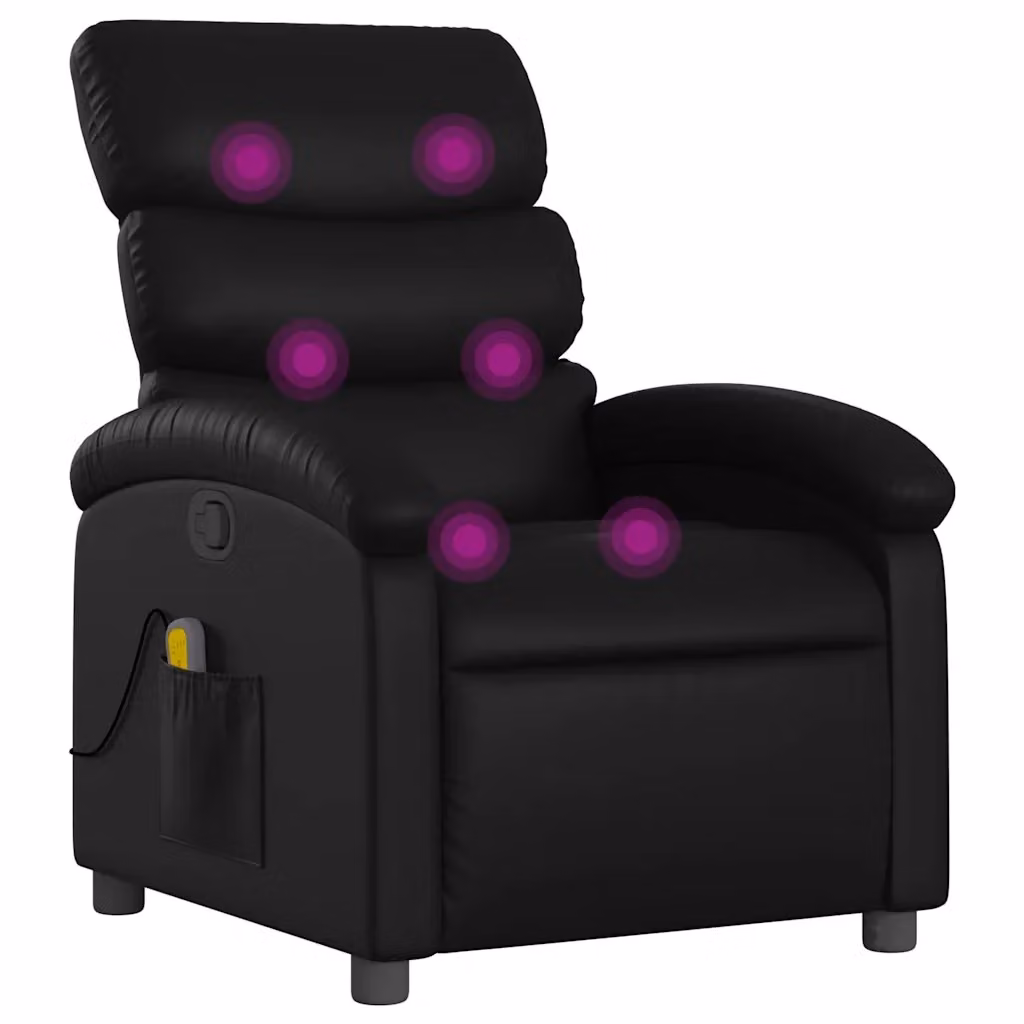 Poltrona relax reclinabile vidaXL in similpelle nera con braccioli e leva manuale – 2