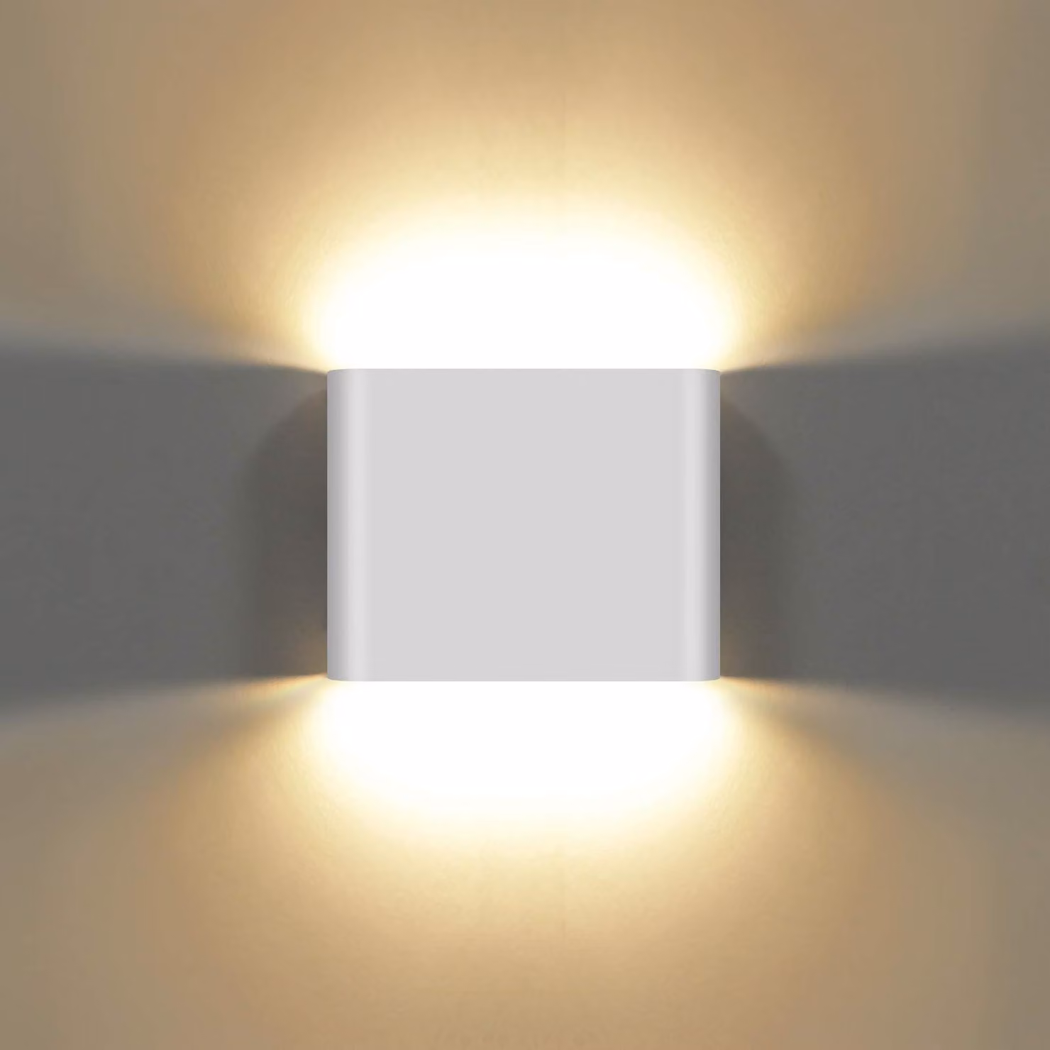 Lampada a LED da parete, 6W, luce direzionale verso l'alto e verso il basso, grado di protezione IP65 (resistente all'acqua), alluminio bianco, temperatura di colore 3000K