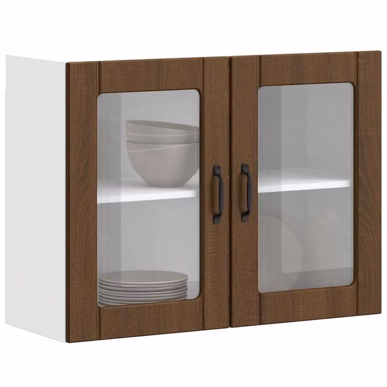 Pensile da Cucina con Porta in Vetro Lucca Rovere Marrone