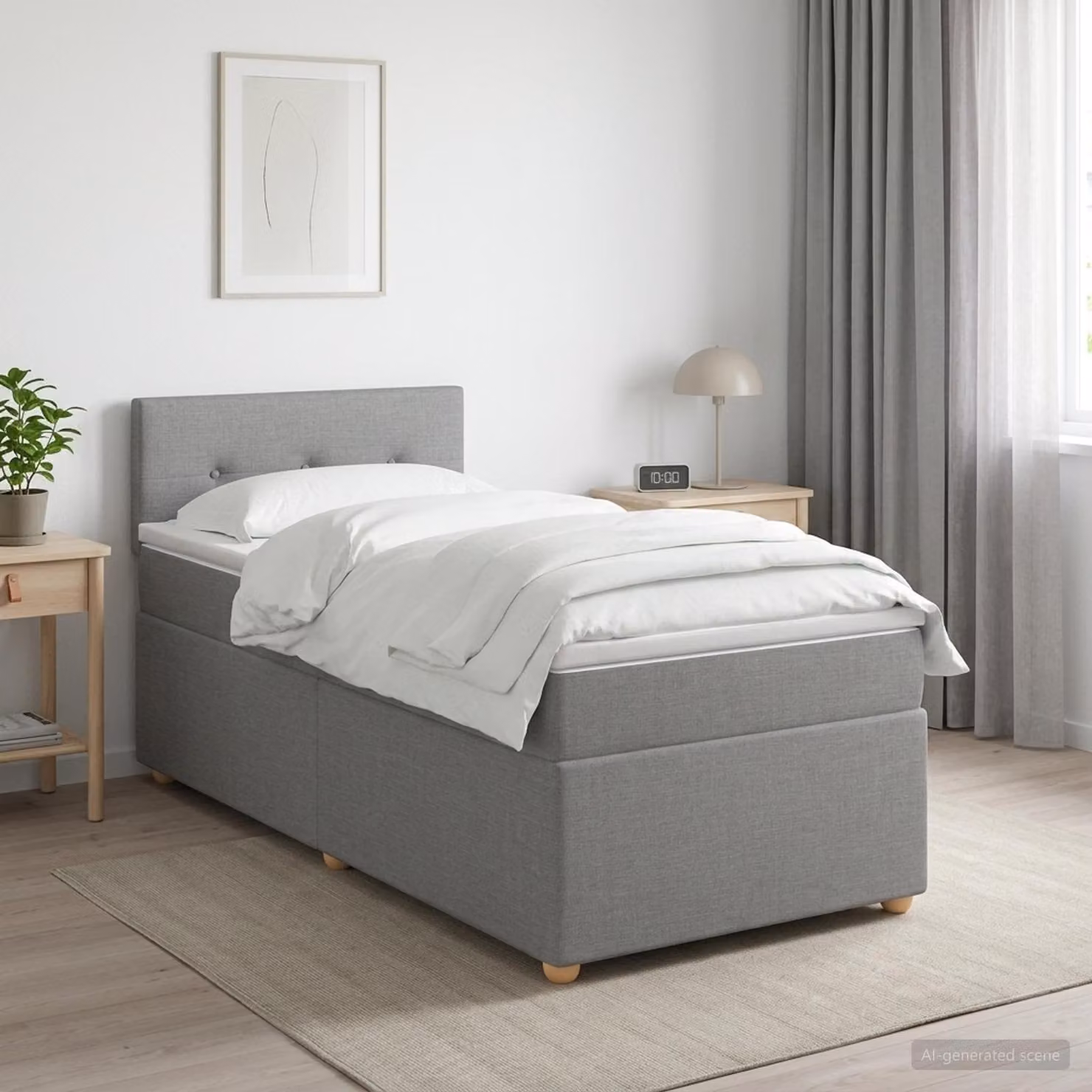 Letto box spring con materasso vidaXL Grigio Chiaro e Bianco, L/P: 90 x 190 cm