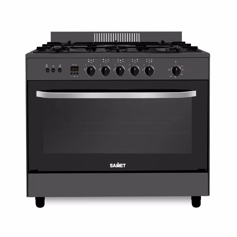 Cucina Stromboli Samet con forno a gas e grill elettrico, colore nero, Classe A, L: 90 cm, P: 60 cm, H: 80 cm