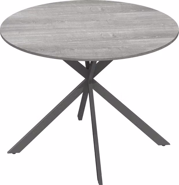 Tavolo da Pranzo Rotondo HOMCOM in Stile Industriale con Gambe a Croce in Acciaio, Colore Grigio e Rovere, Ø100 x H: 75 cm
