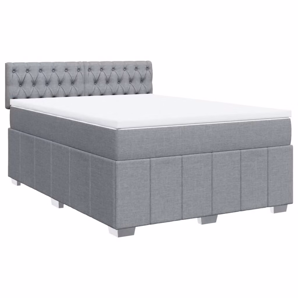 Giroletto a Molle con Materasso Grigio Chiaro 140x200cm Tessuto