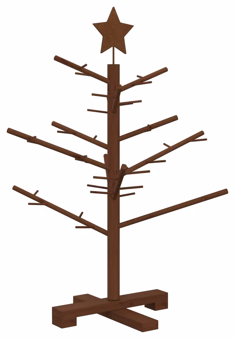 Albero di Natale in legno, altezza 75 cm, realizzato in bambù e legno massello di pino