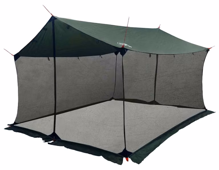 Tenda da campeggio con pareti in rete, colore verde militare