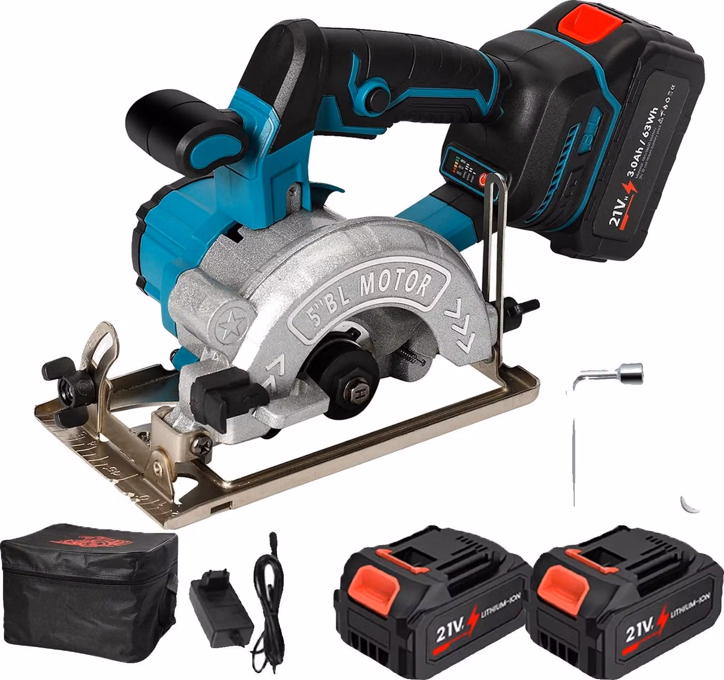 Sega circolare, motore brushless, funzionamento a batteria, 2 batterie, prodotto conforme agli standard UE