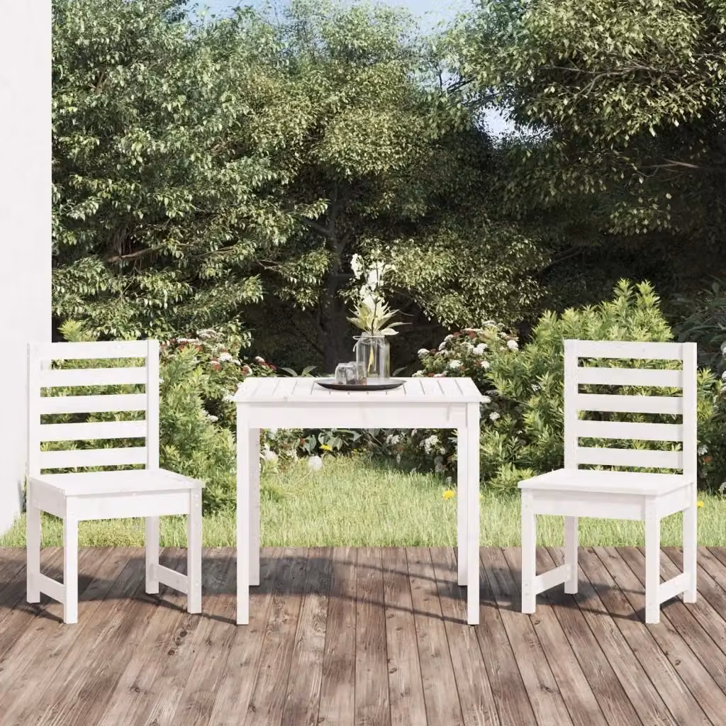 Set da Bistrot da Giardino 3pz in Legno di Pino Bianco Laccato – 2