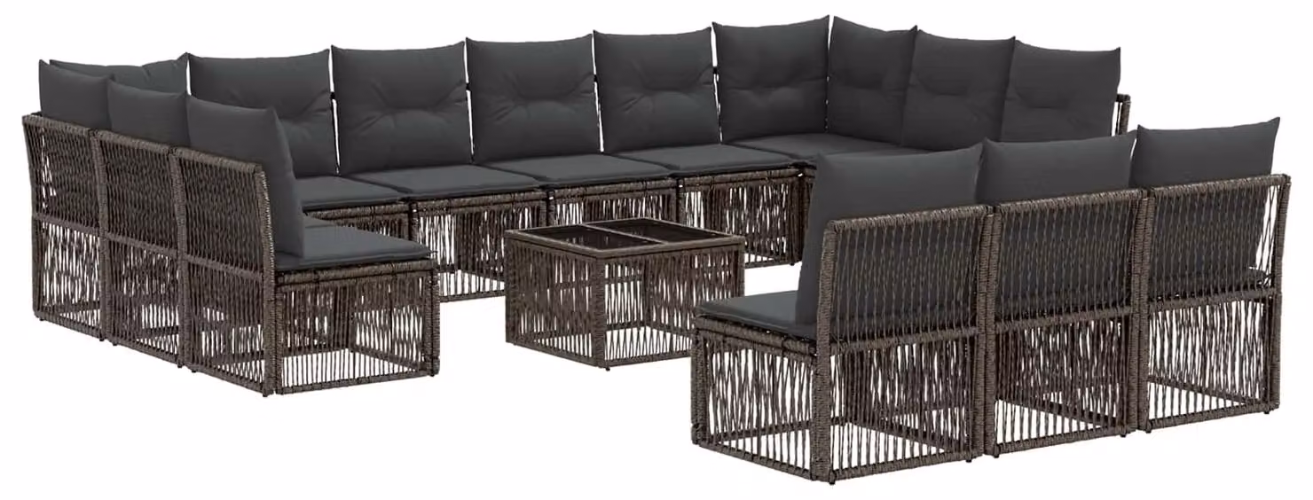Set Divano da Giardino 14 pcs Grigio polyrattan