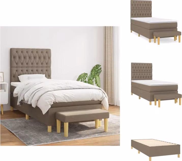 vidaXL Letto a molle con materasso Taupe 90x200 cm in tessuto - Letti e strutture letto