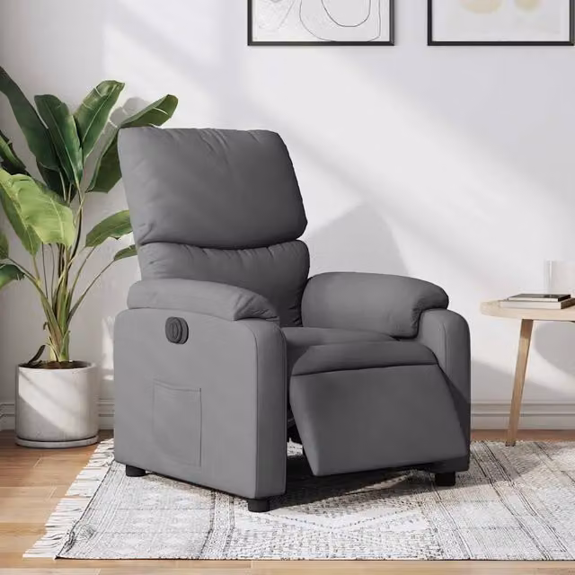 Poltrona Elettrica Reclinabile-Divano Sedia Grigio Scuro in Tessuto 614565