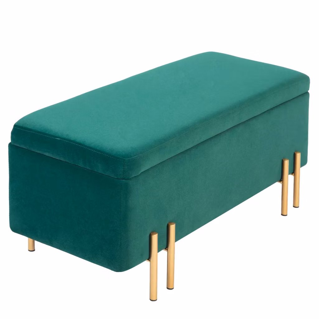 Sedia imbottita Minimal con schienale in velluto verde e gambe in metallo e legno, L: 40 cm, P: 40 cm, H: 42 cm – 2