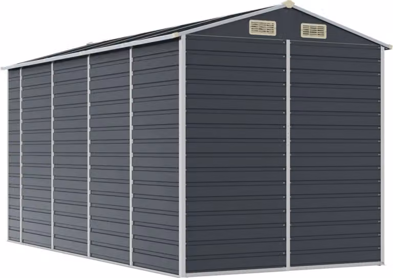 Capanno da Giardino Antracite 191x385x198cm in Acciaio Zincato
