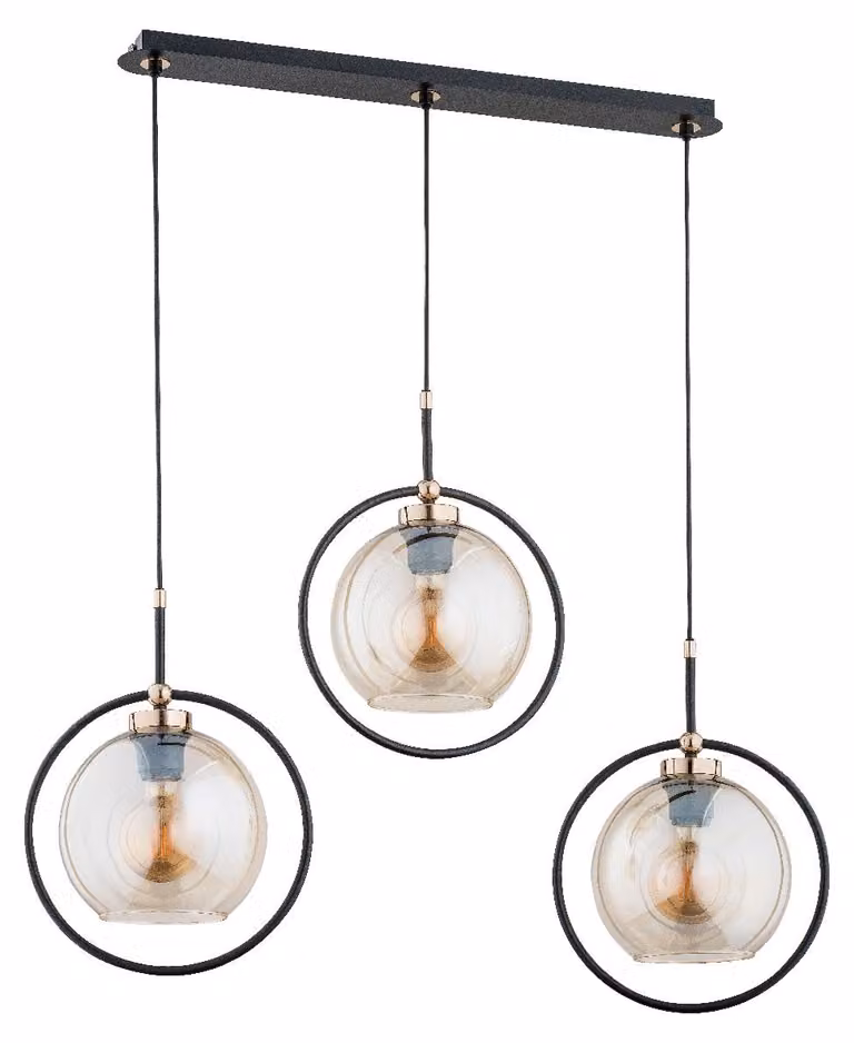 Lampada a sospensione SELDI nero-oro 3xE27x15W in metallo, dimensioni: 90x27x85 cm, IP20, Alfa