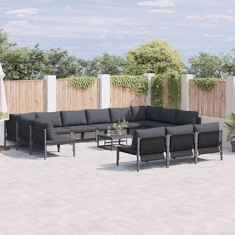 Maison Exclusive - Set da giardino composto da 13 pezzi, colore nero, struttura in acciaio