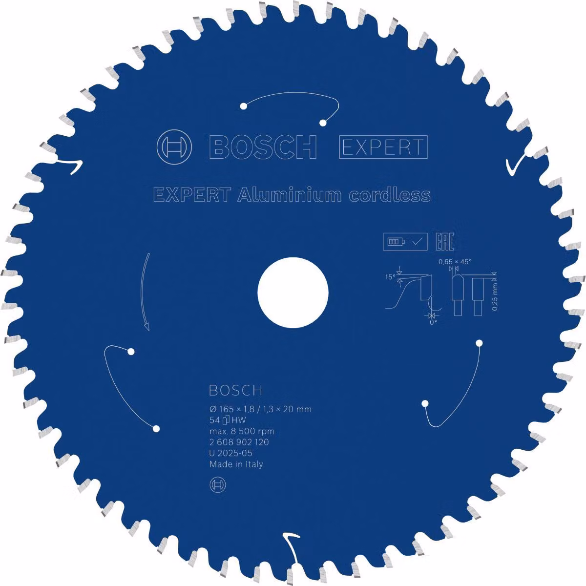 Lama circolare EXPERT in alluminio, 165x20 mm, Z54