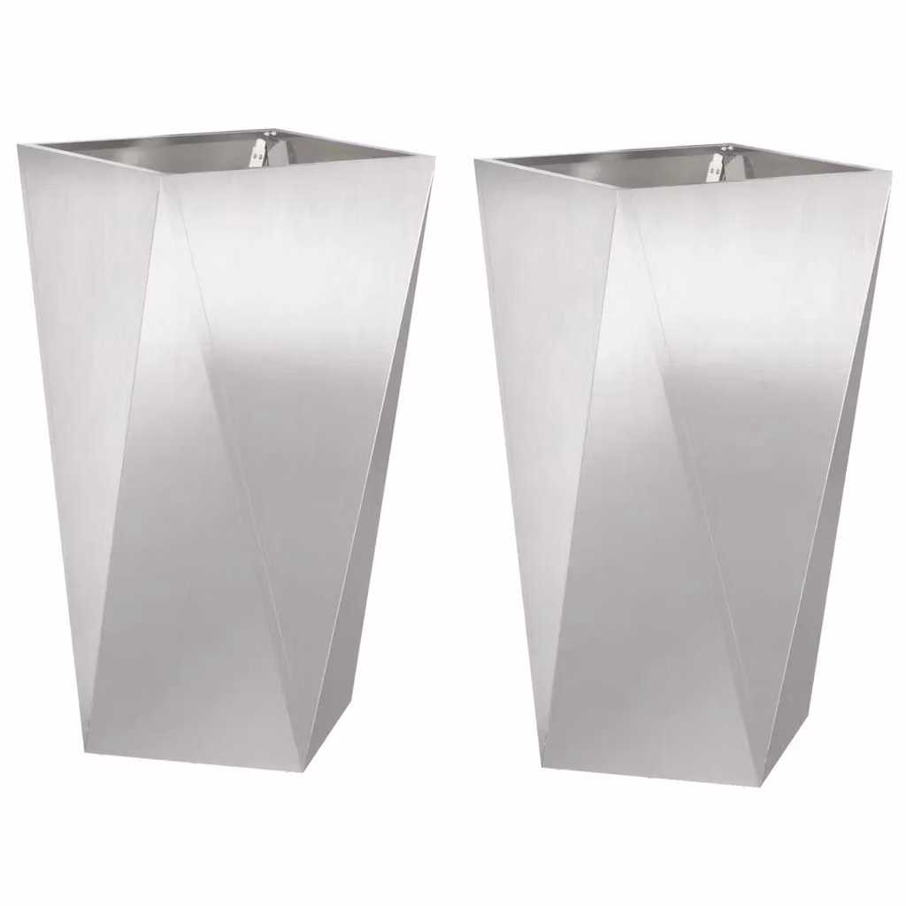 Set di 2 fioriere vidaXL in acciaio inossidabile argento, L/P/H: 40 x 40 x 75 cm – 2