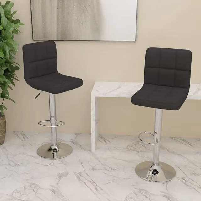 Set di 2 sgabelli da bar vidaXL neri in tessuto e metallo con stile moderno
