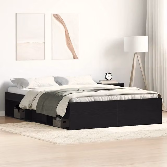 Giroletto senza Materasso Rovere Nero 120x200 cm Truciolato 3329332
