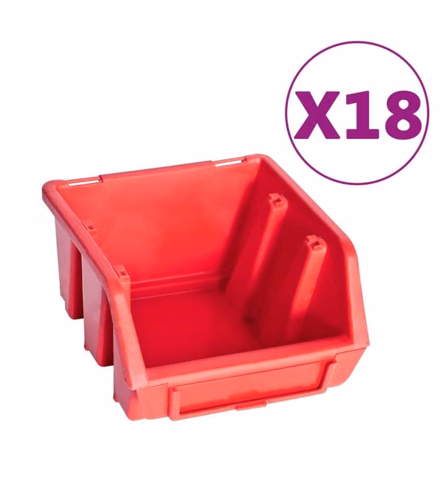 Kit Contenitori 80 pz con Pannelli a Parete Rosso e Nero