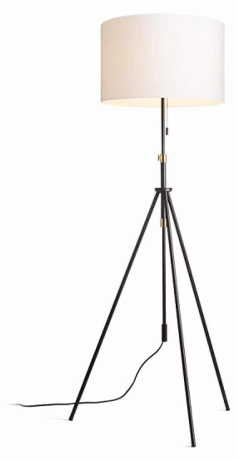RED - DESIGN RENDL RENDL LUTON/RON 55 Lampada da terra, tessuto misto cotone, bianco/nero/metallo, 230 V, E27, 11 W, R14067