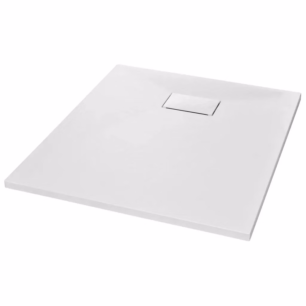 Piatto doccia rettangolare vidaXL in mineral cast bianco antiscivolo L: 90 cm, P: 70 cm – 2