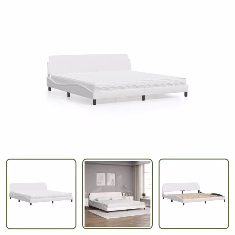 The Living Store Letto con materasso bianco 200x200 cm in ecopelle
