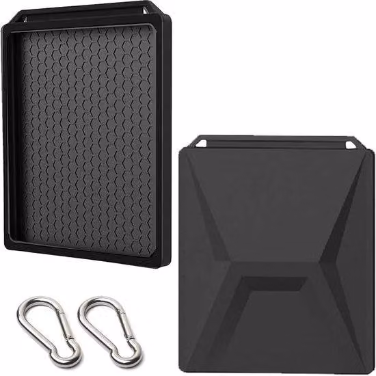 Custodia in silicone nera con 2 moschettoni, resistente agli urti e impermeabile, ideale per i viaggi e il campeggio