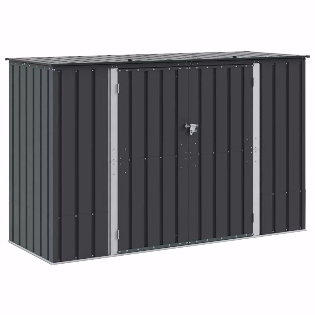 vidaXL Scatola di Stoccaggio per Giardino in Metallo Nero L: 214 cm, P: 82 cm, H: 132 cm – 2