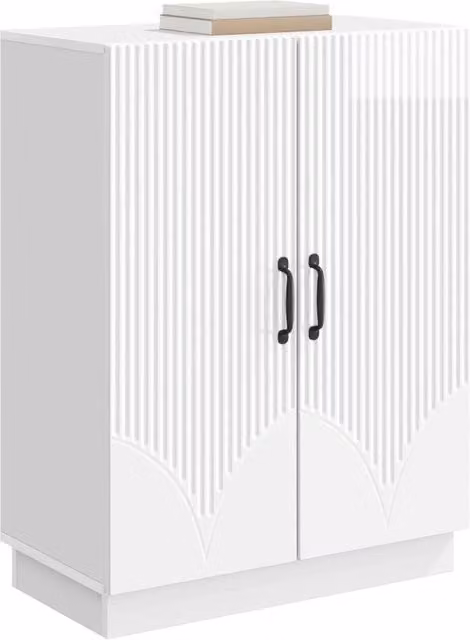 Credenza Buffet da pranzo moderna in legno MDF bianco lucido L: 66 cm, P: 34,5 cm, H: 87 cm