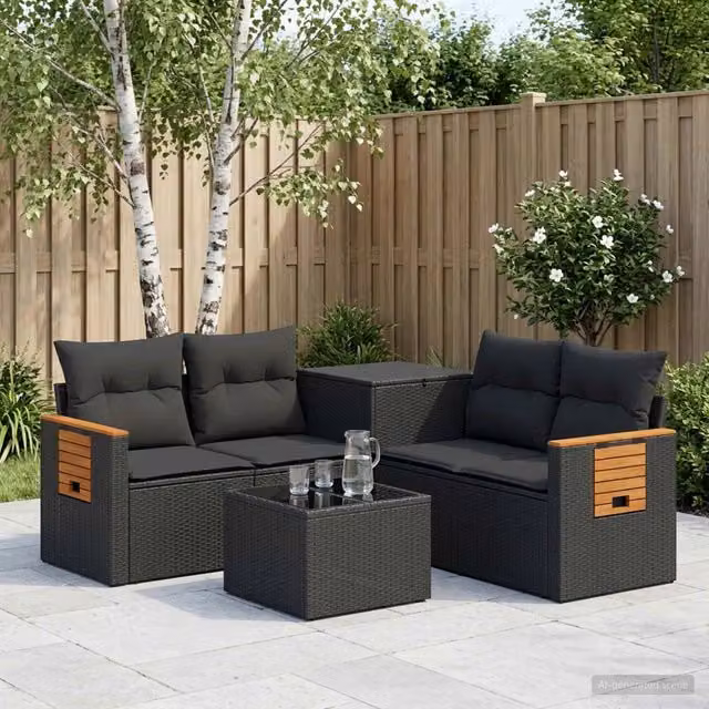 Set di divani 6 pz Nero 55 x 55 x 37 cm 3447655