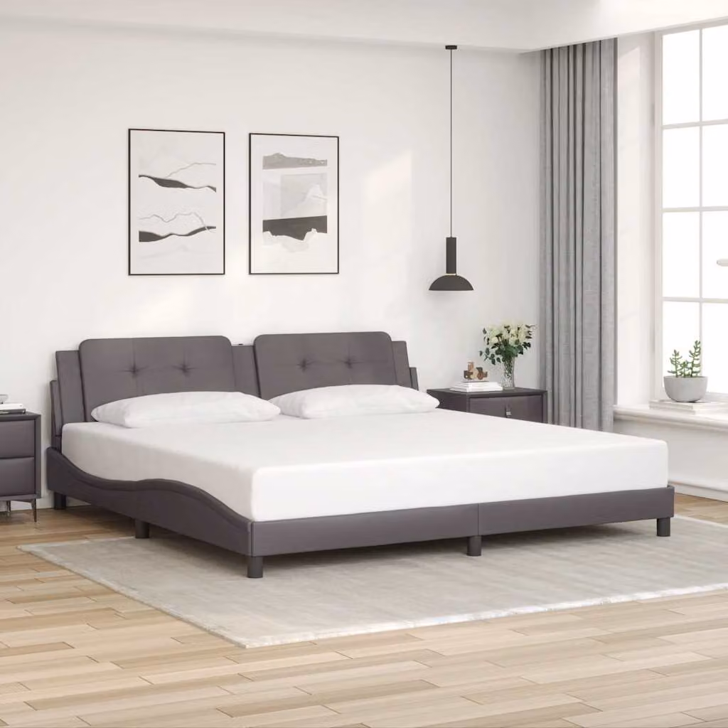 Giroletto senza materasso vidaXL Zadar in similpelle grigio 200x200 cm – 1