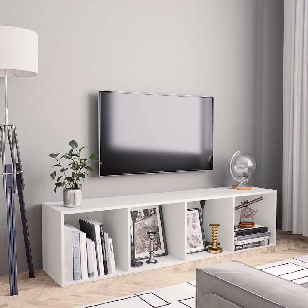 Libreria e Mobile TV vidaXL Bianco con design classico e montaggio a parete L 143 x P 30 x H 36 cm