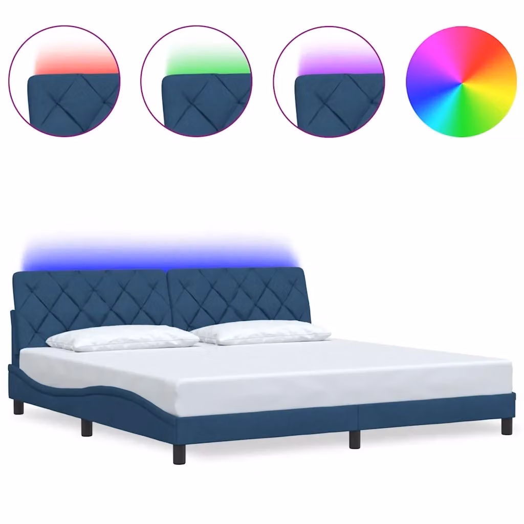 Giroletto vidaXL in tessuto blu con illuminazione LED e porta USB, L/P/H: 200 x 200 x 74,5 cm – 2