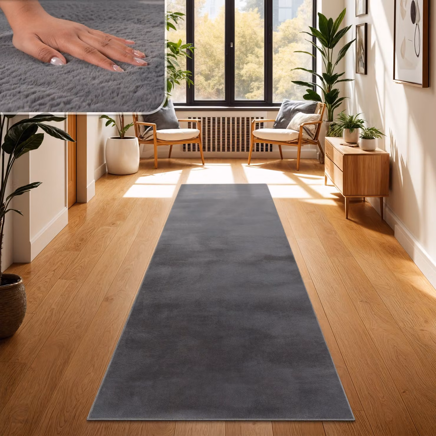 Tappeto soffice Solina antracite L: 80 cm, P: 300 cm – 2