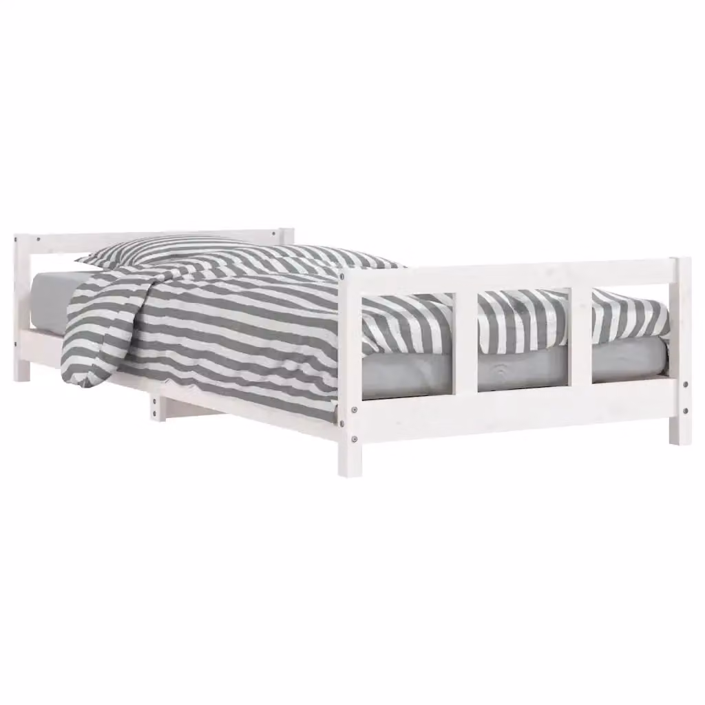 Giroletto per bambini vidaXL in legno massello di pino bianco laccato 90x190 cm – 2