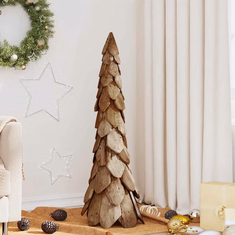 Albero di Natale da tavolo vidaXL in legno massello marrone, Altezza: 111 cm