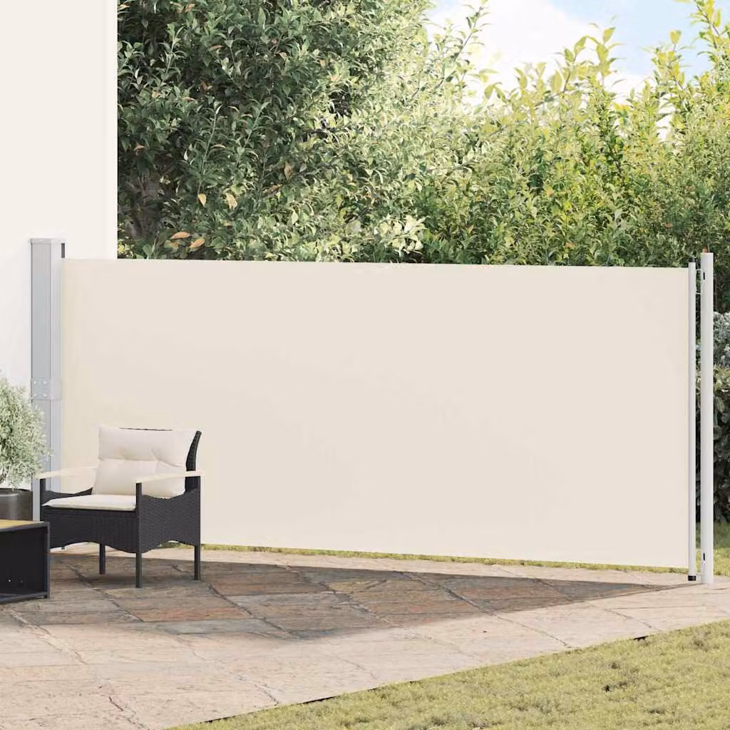 vidaXL Tenda Laterale Retrattile per Patio in Poliestere e Acciaio, Beige, L: 614 cm, H: 160 cm – 1