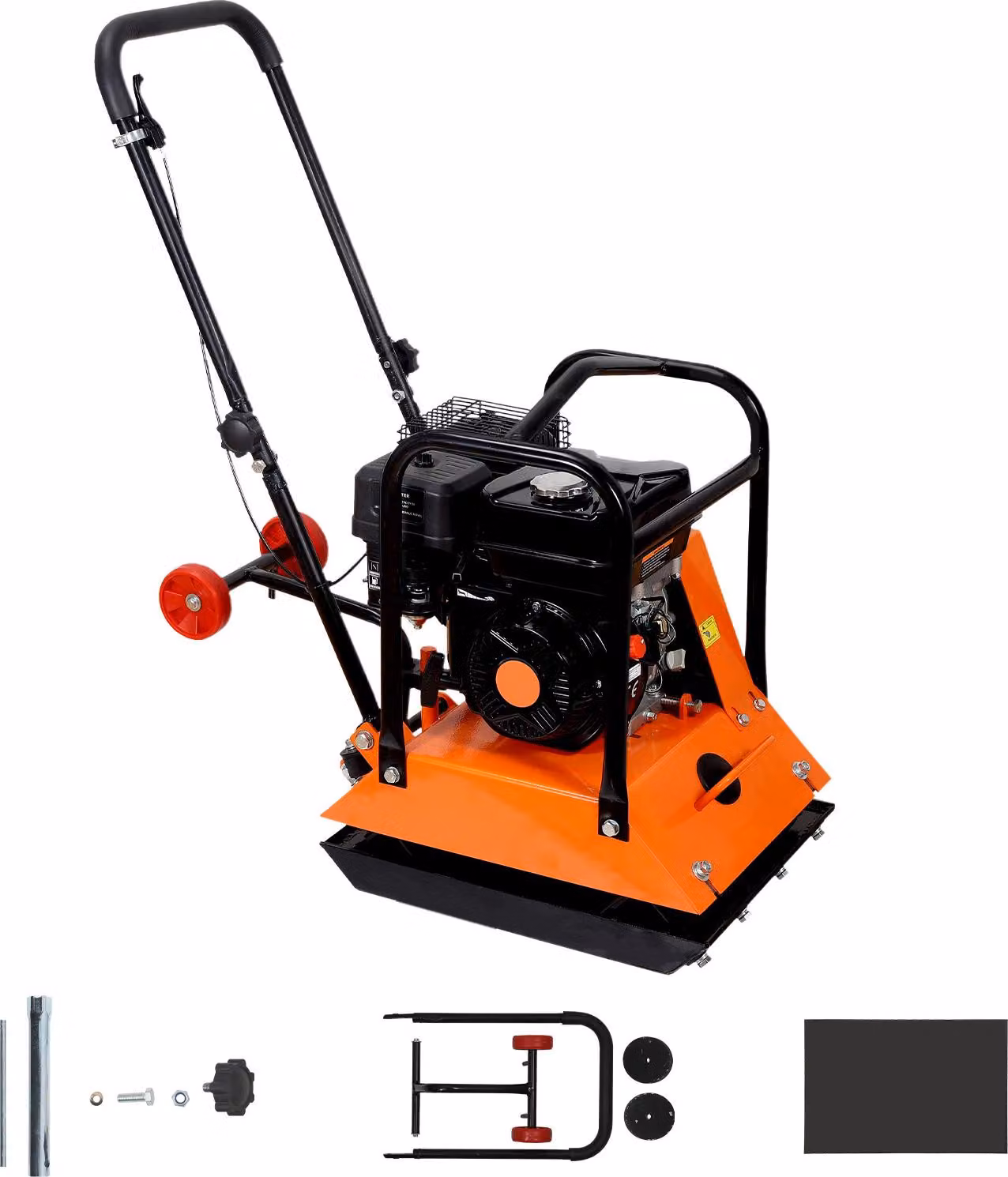 SucceBuy Piastra vibrante a benzina, motore da 6,5 CV (212 CC), potenza di vibrazione 6400 giri/min, pressione di compattazione 15 kN, piastra 530x400 mm, attrezzo manuale per lavori di pavimentazione, asfalto e fondazioni