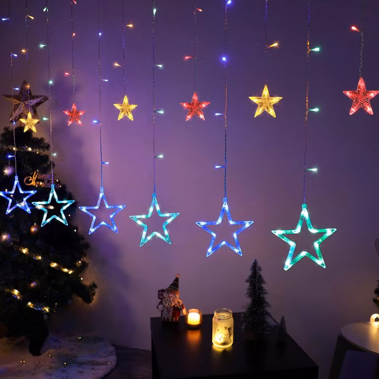 Tenda luminosa di dimensioni 2x1 metro, con 12 stelle, 138 LED, 8 modalità e telecomando
