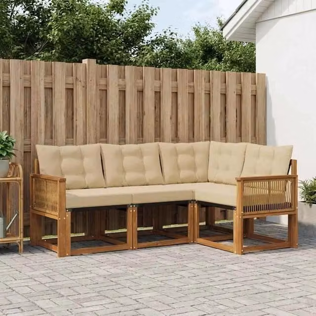 Set di divani da esterno 4 pz Naturale e Beige 3381925