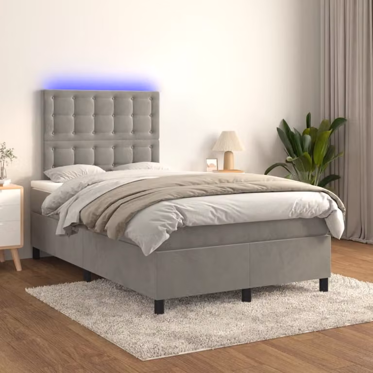 Maison Exclusive - Letto a Molle Materasso e LED Grigio Chiaro 120x200 cm Velluto