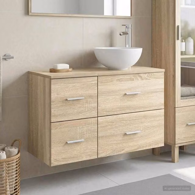 Set di mobili per il bagno 2 pz Rovere Sonoma 3403946