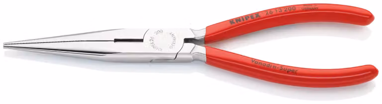 KNIPEX 26 13 200 Pinza a becchi tondi con tagliente (pinza a becco di cicogna) con rivestimento in plastica cromato 200 mm