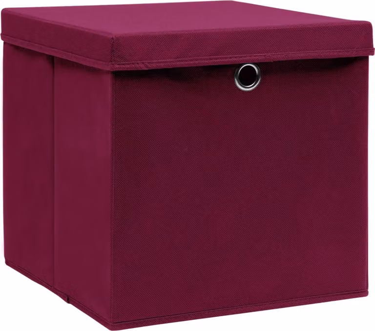 vidaXL Scatole con coperchio 4 pezzi 28x28x28 cm Rosso scuro