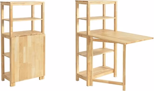 Tavolo da cucina pieghevole e allungabile SOBUY in bambù beige con ripiano rettangolare